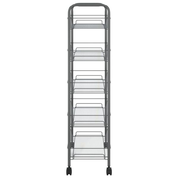 Кухненска количка на 5 нива, сива, 46x26x105 см, желязо