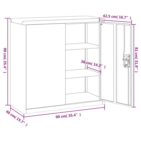Шкаф за папки антрацит 90x40x90 см стомана