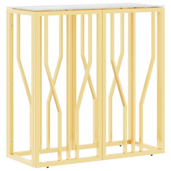 Конзолна маса златиста 70x30x70 см неръждаема стомана и стъкло