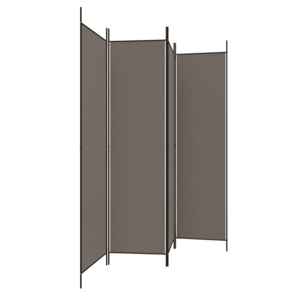 Параван за стая, 4 панела, антрацит, 200x220 cм, текстил