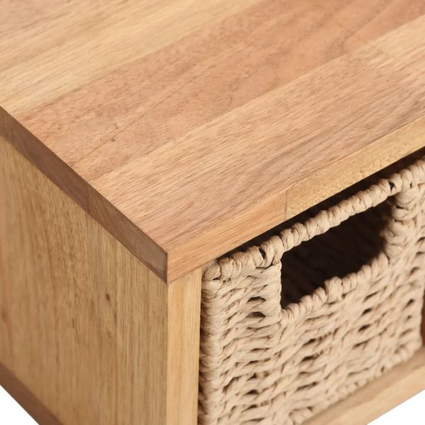Стенен рафт с кошници 62x18x16 см орехово дърво масив