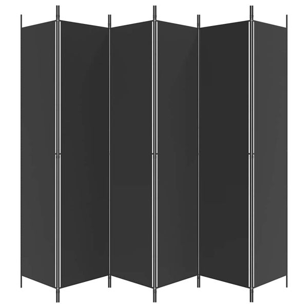 Параван за стая, 6 панела, черен, 300x220 cм, плат