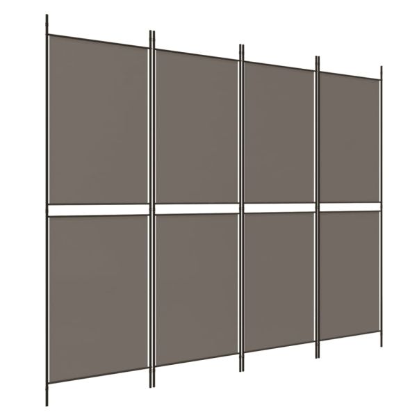 Параван за стая, 4 панела, антрацит, 200x180 cм, текстил