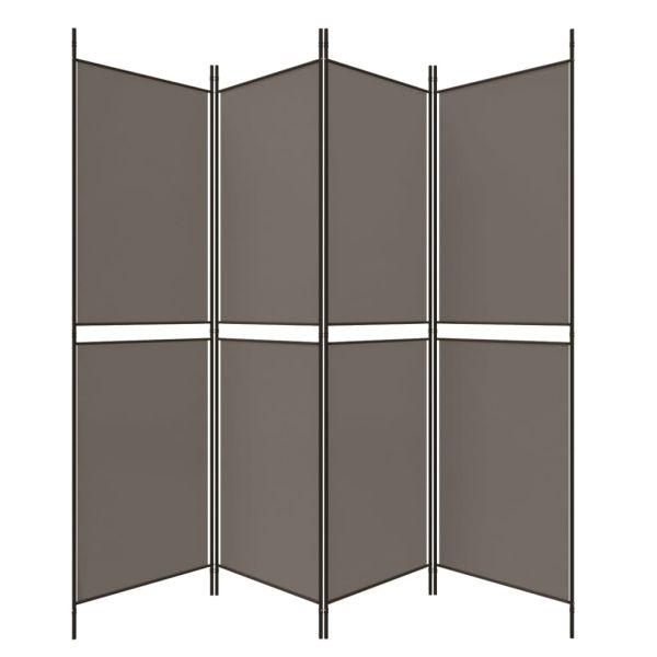 Параван за стая, 4 панела, антрацит, 200x180 cм, текстил
