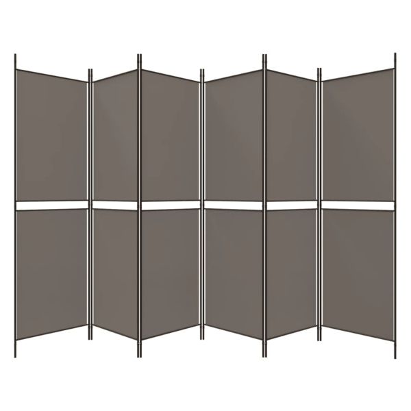Параван за стая, 6 панела, антрацит, 300x200 cм, текстил