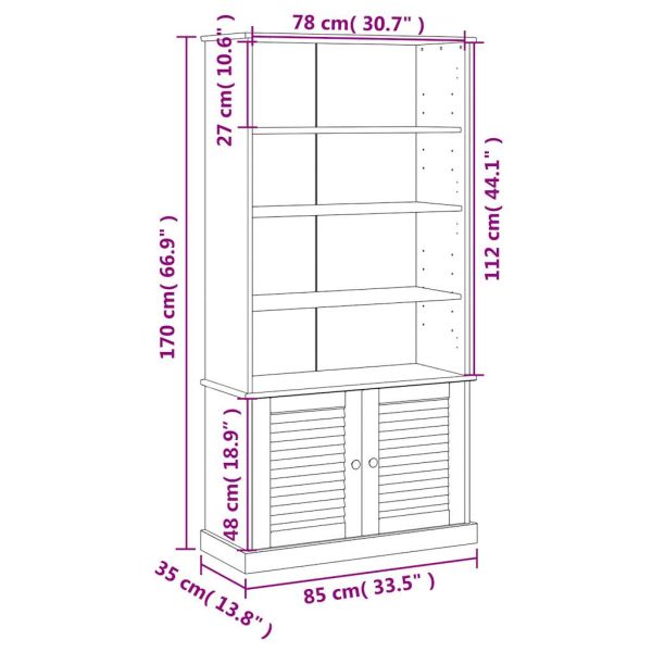 Етажерка за книги VIGO сива 85x35x170 см бор масив