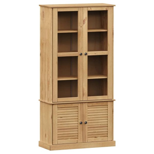 Стъклен шкаф витрина VIGO 85x35x170 см бор масив