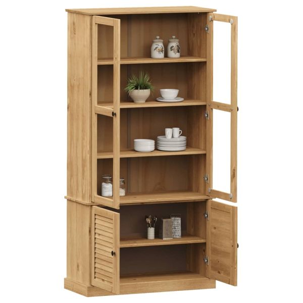Стъклен шкаф витрина VIGO 85x35x170 см бор масив