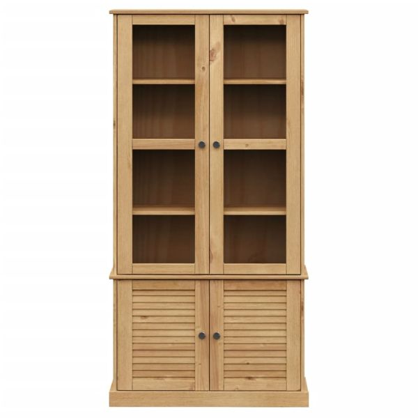 Стъклен шкаф витрина VIGO 85x35x170 см бор масив