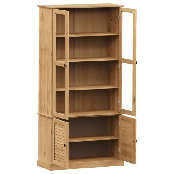 Стъклен шкаф витрина VIGO 85x35x170 см бор масив
