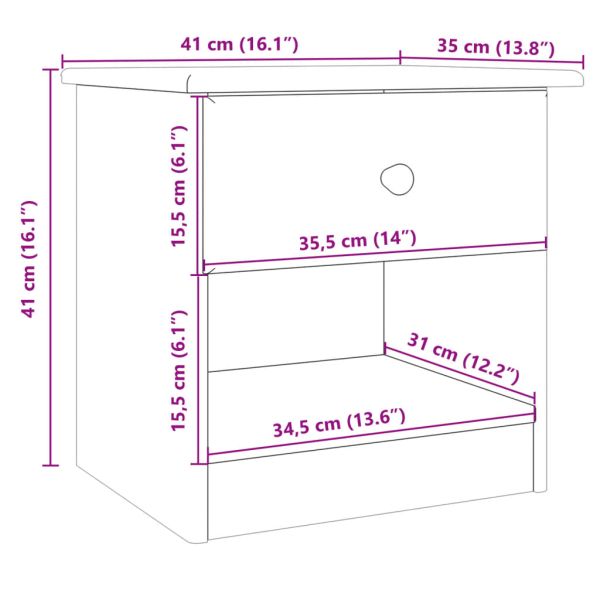 Нощно шкафче ALTA 41x35x41 см бор масив