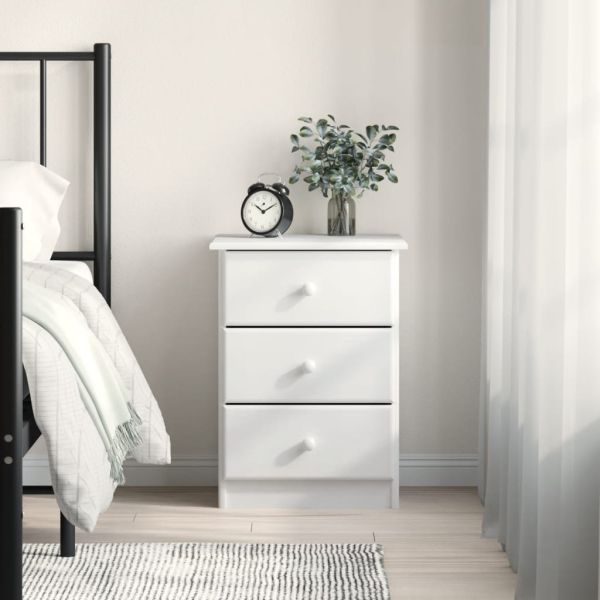 Нощно шкафче бяло ALTA 41x35x55,5 см бор масив