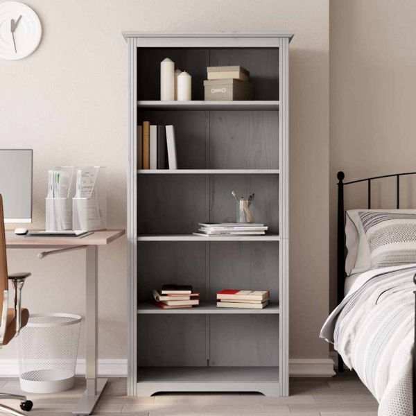 Етажерка за книги BODO сива 82x40x173 см бор масив 5 нива