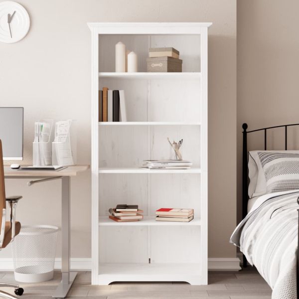 Етажерка за книги BODO бяла 82x40x173 см бор масив 5 нива