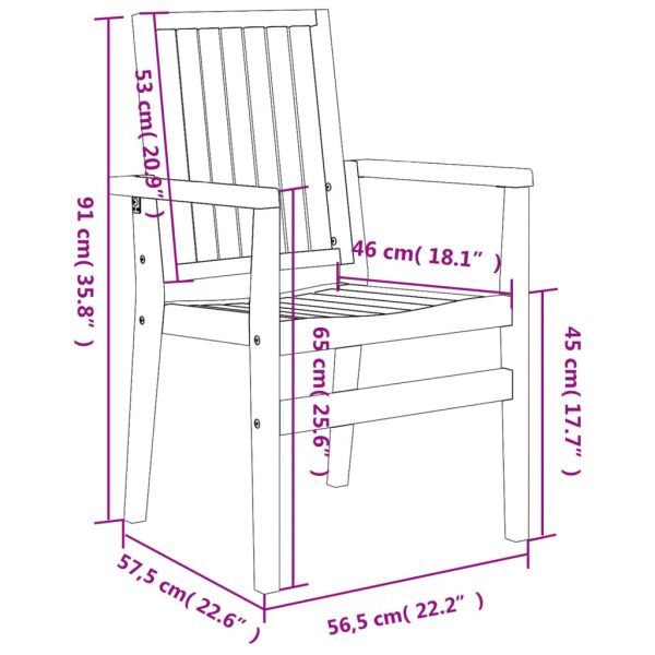 Стифиращи градински столове 2 бр 56,5x57,5x91 см тик масив