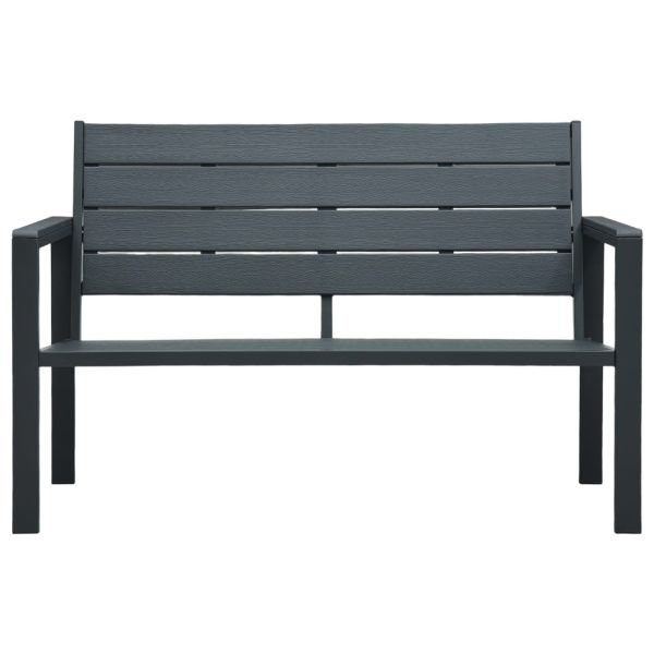 Градинска пейка, 120 cм, HDPE, сива, имитация на дърво