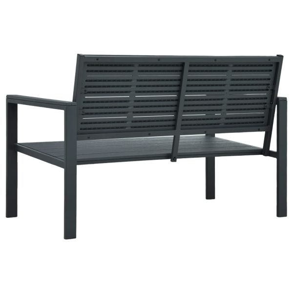 Градинска пейка, 120 cм, HDPE, сива, имитация на дърво