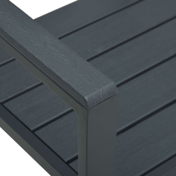 Градинска пейка, 120 cм, HDPE, сива, имитация на дърво