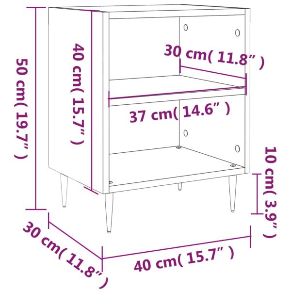 Нощни шкафчета 2 бр опушен дъб 40x30x50 см инженерно дърво