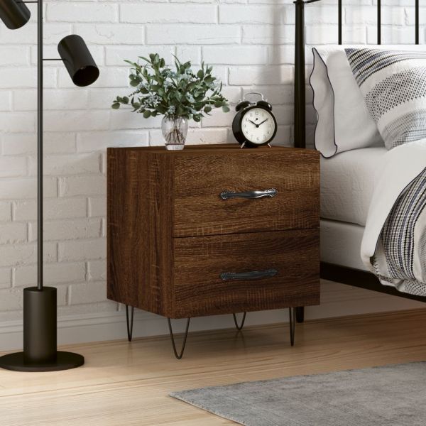 Нощно шкафче кафяв дъб 40x35x47,5 см инженерно дърво