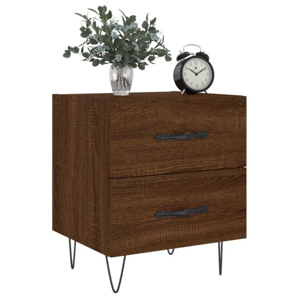 Нощно шкафче кафяв дъб 40x35x47,5 см инженерно дърво