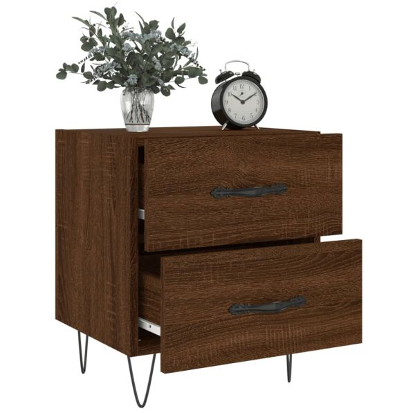Нощно шкафче кафяв дъб 40x35x47,5 см инженерно дърво