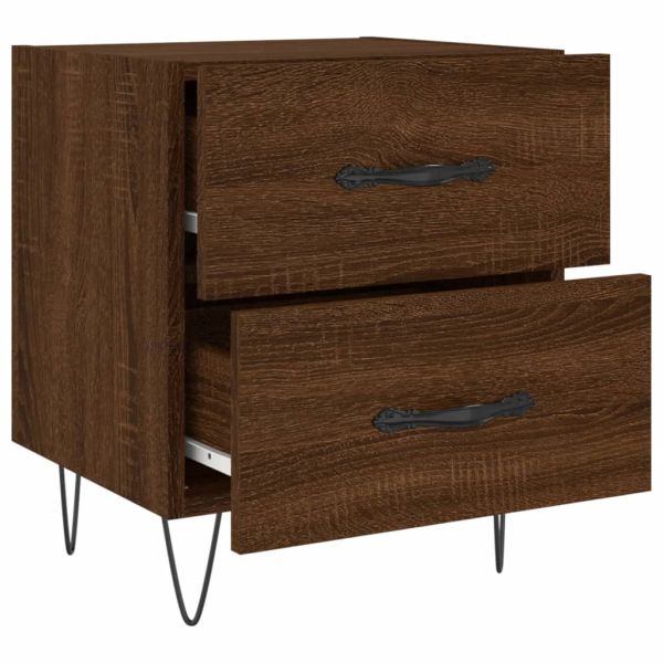 Нощно шкафче кафяв дъб 40x35x47,5 см инженерно дърво
