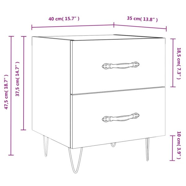 Нощно шкафче кафяв дъб 40x35x47,5 см инженерно дърво