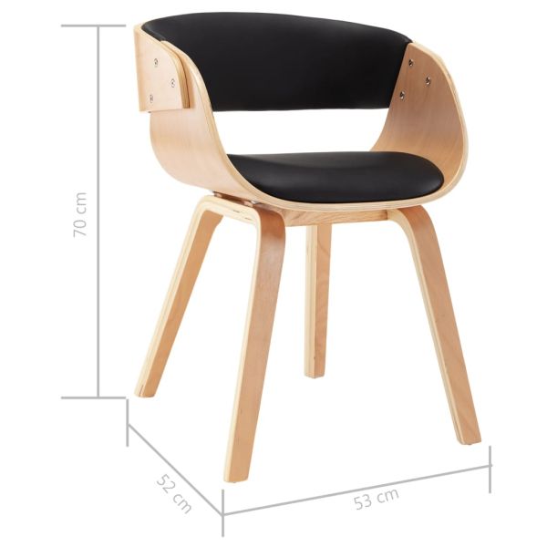 Трапезен стол, черен, извито дърво и изкуствена кожа