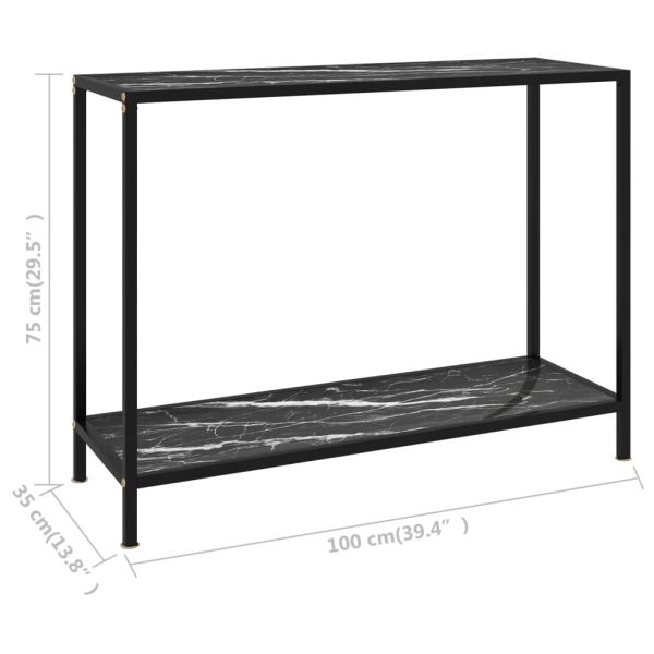 Конзолна маса, черна, 100x35x75 cм, закалено стъкло