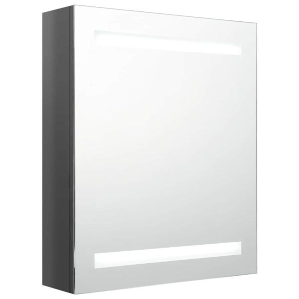 LED шкаф с огледало за баня, сияйно сиво, 50x14x60 см
