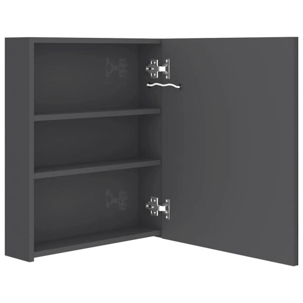 LED шкаф с огледало за баня, сияйно сиво, 50x14x60 см