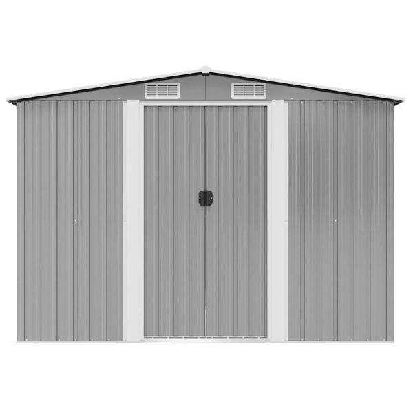 Градинска барака за съхранение, сива, метал, 257x205x178 см
