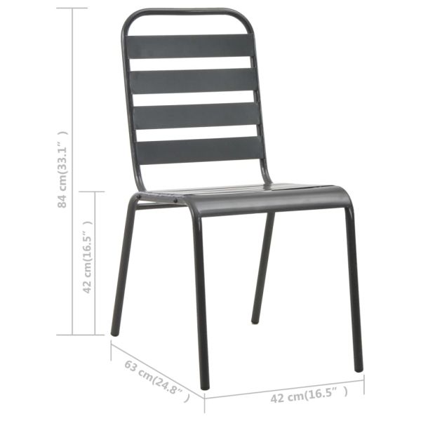 Стифиращи градински столове, 2 бр, стомана, сиви