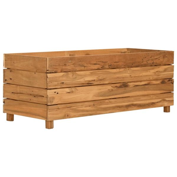 Повдигната леха 100x40x38 см рециклирано тиково дърво и стомана