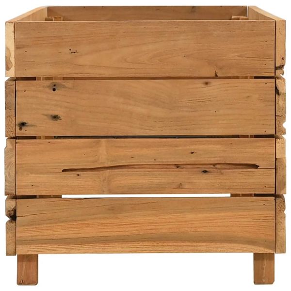 Повдигната леха 100x40x38 см рециклирано тиково дърво и стомана
