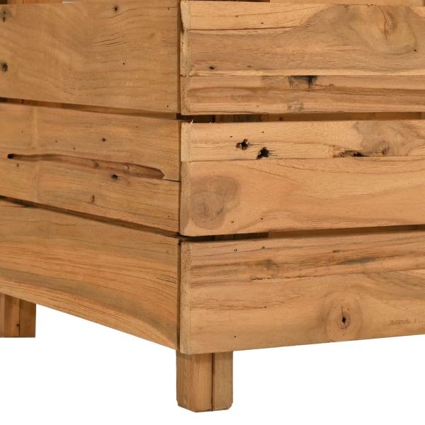 Повдигната леха 100x40x38 см рециклирано тиково дърво и стомана