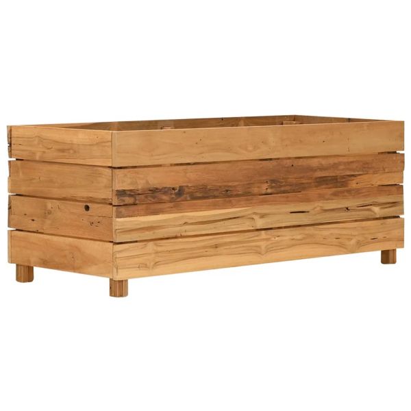 Повдигната леха 100x40x38 см рециклирано тиково дърво и стомана