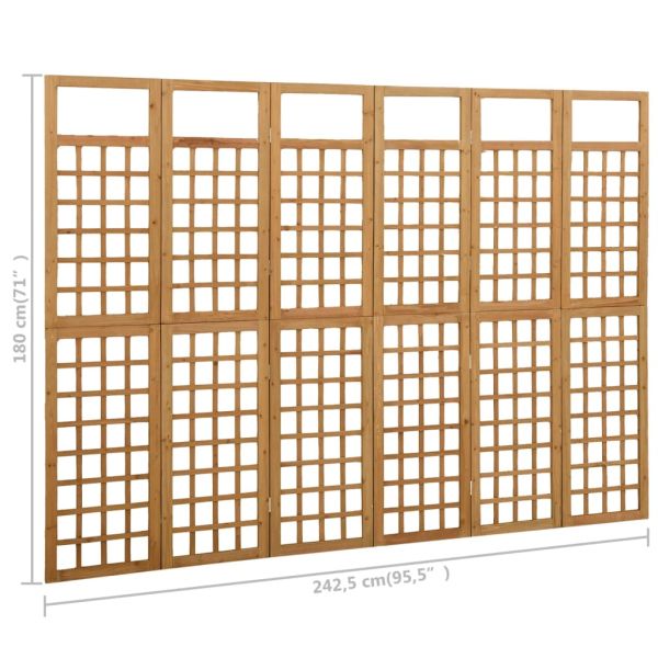 Параван за стая, 5 панела, масивна ела, 242,5x180 см