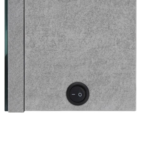 LED шкаф с огледало за баня, бетонно сив, 89x14x62 см
