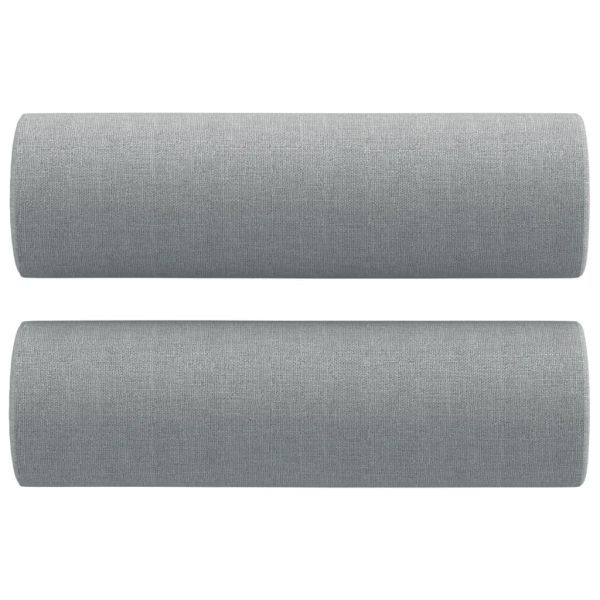 2-местен диван с декоративни възглавници светлосив 140 см плат