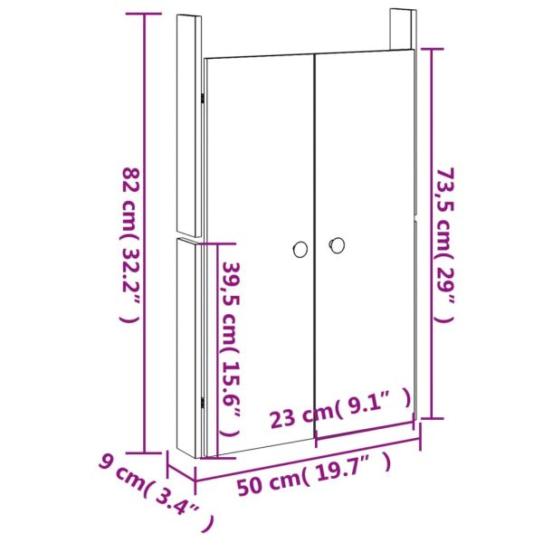 Кухненски вратички за открито, MEPPEL, 2 бр, 50x9x82 см, бор масив