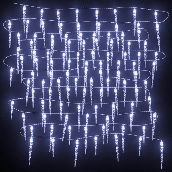 Коледна лампа тип „ледулка“ 200 LED диода, студено бяла, 20 м, акрил, PVC
