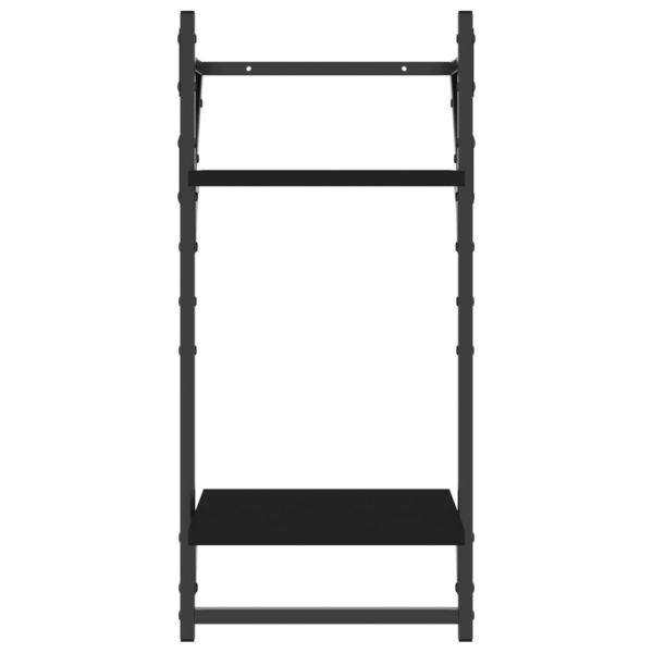 Двуетажни стенни рафтове с пръти 2 бр черни 30x25x65 см