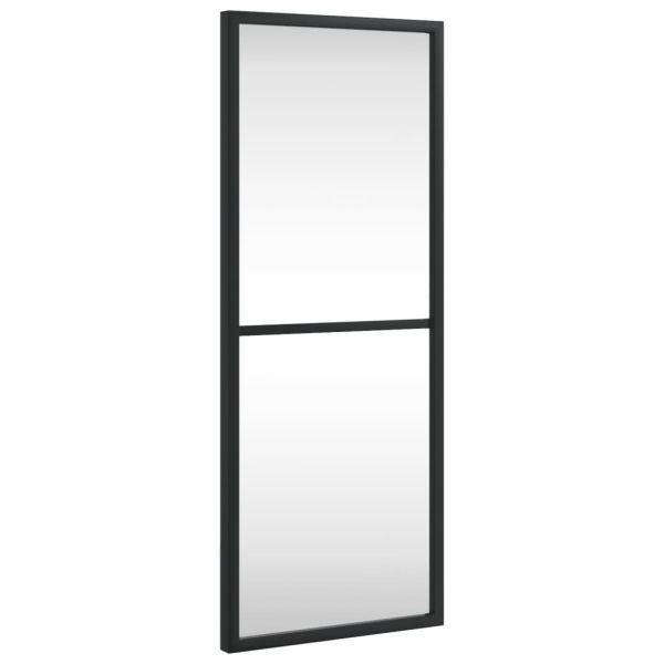 Стенно огледало, черно, 20x50 см, правоъгълно, желязо