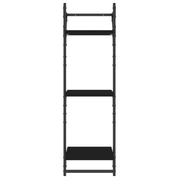 Триетажни стенни рафтове с пръти 2 бр черни 30x25x100 см