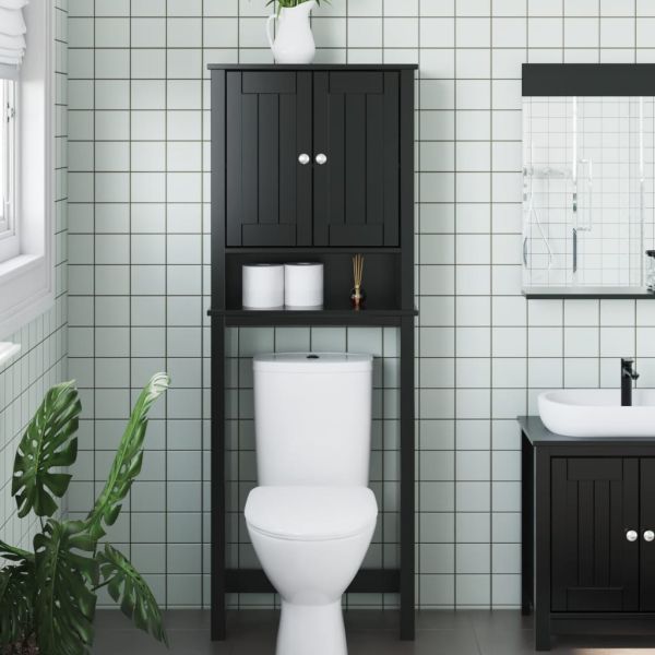 Шкаф над тоалетна чиния BERG черен 60x27x164,5 см масивно дърво