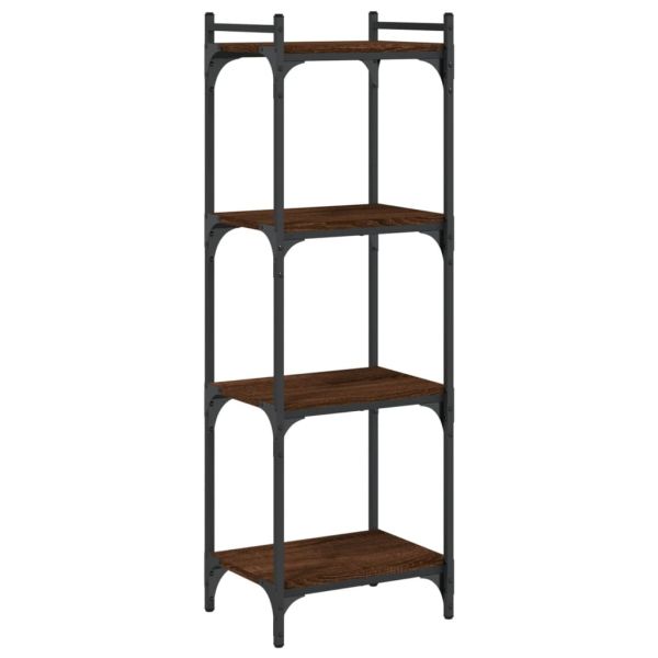Библиотека 4 рафта кафяв дъб 40x30x120 см инженерно дърво