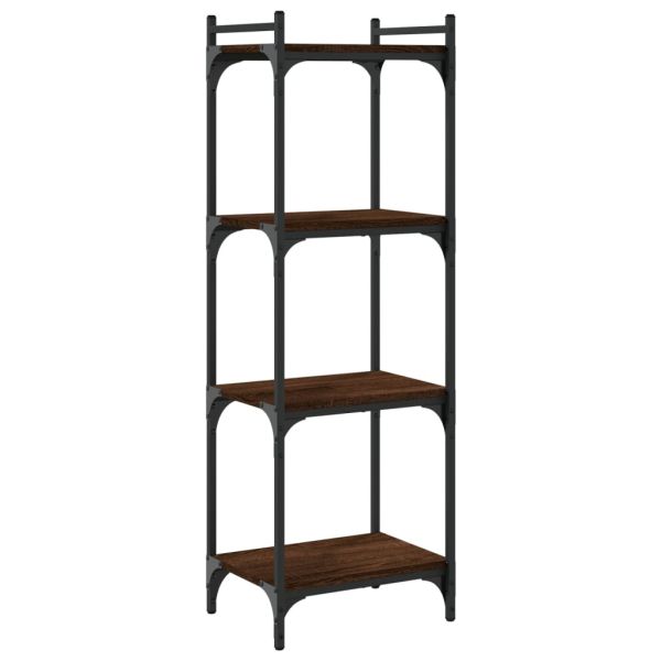 Библиотека 4 рафта кафяв дъб 40x30x120 см инженерно дърво