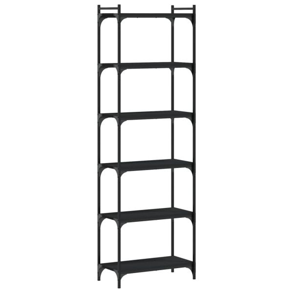 Библиотека 6 рафта черна 60x30x188 см инженерно дърво